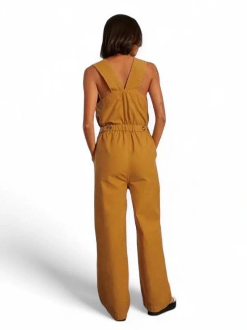 Everlane The Fatigue Apron Jumpsuit Amber Gold Organic Cotton Linen Blend Size 4